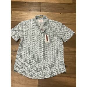 International Report Slim Fit Top Sz M NWT White 4 Way Stretch Pineapple Print